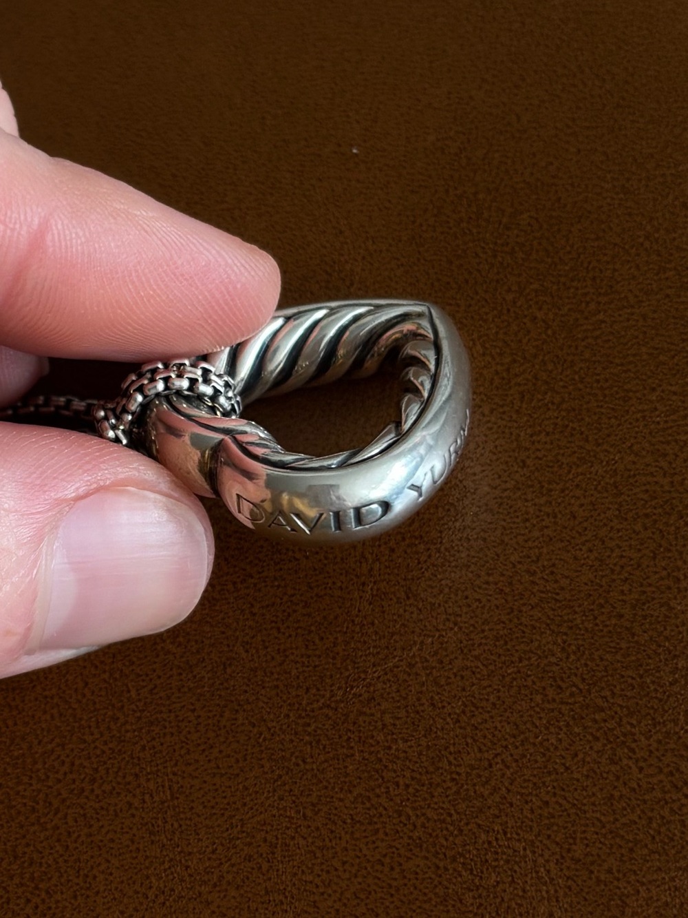 David Yurman Silver Cable Heart Pendant Necklace - Picture 4 of 13
